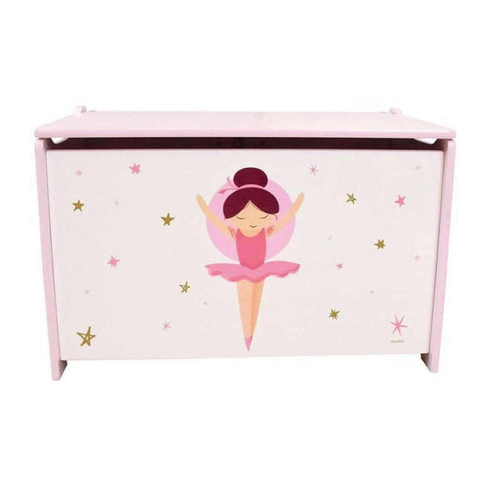 Coffret a jouets en bois - danseuse ballerine - fun house - h.40 x l.58 x p.36 cm