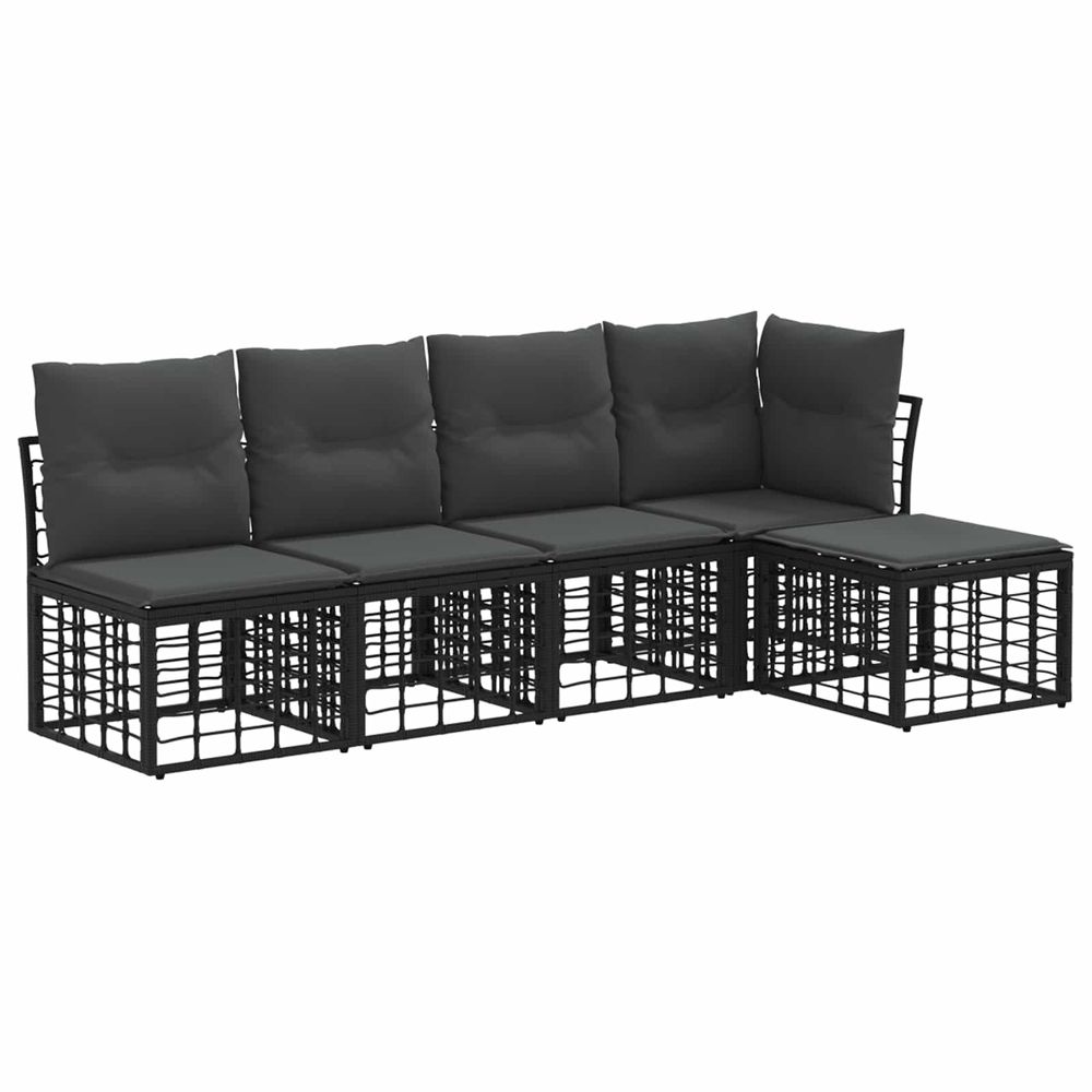 Ensemble de canapés d'extérieur noir polyester