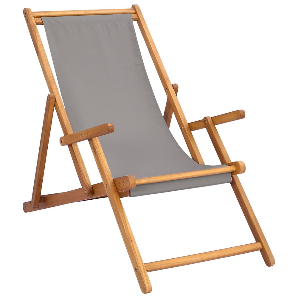 Chaise de plage gris clair bois de teck massif