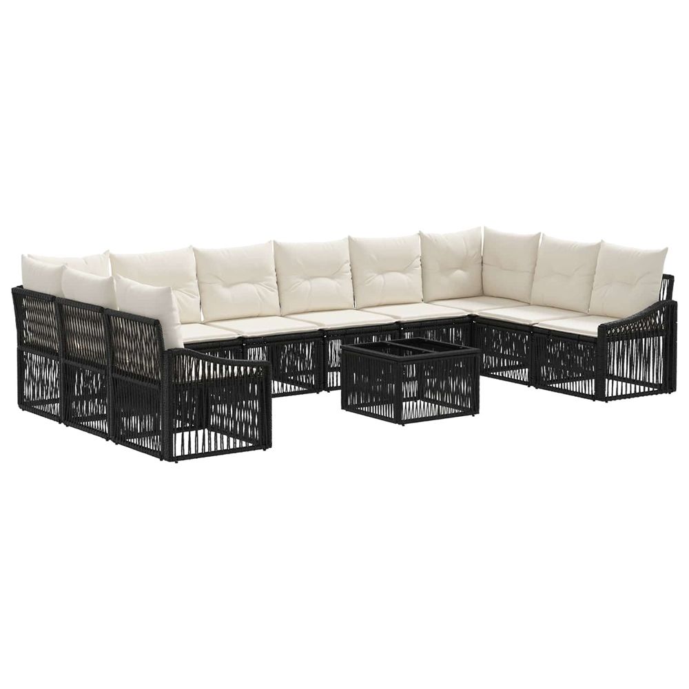 Ensemble de canapé de jardin 11 pc noir polyrotin