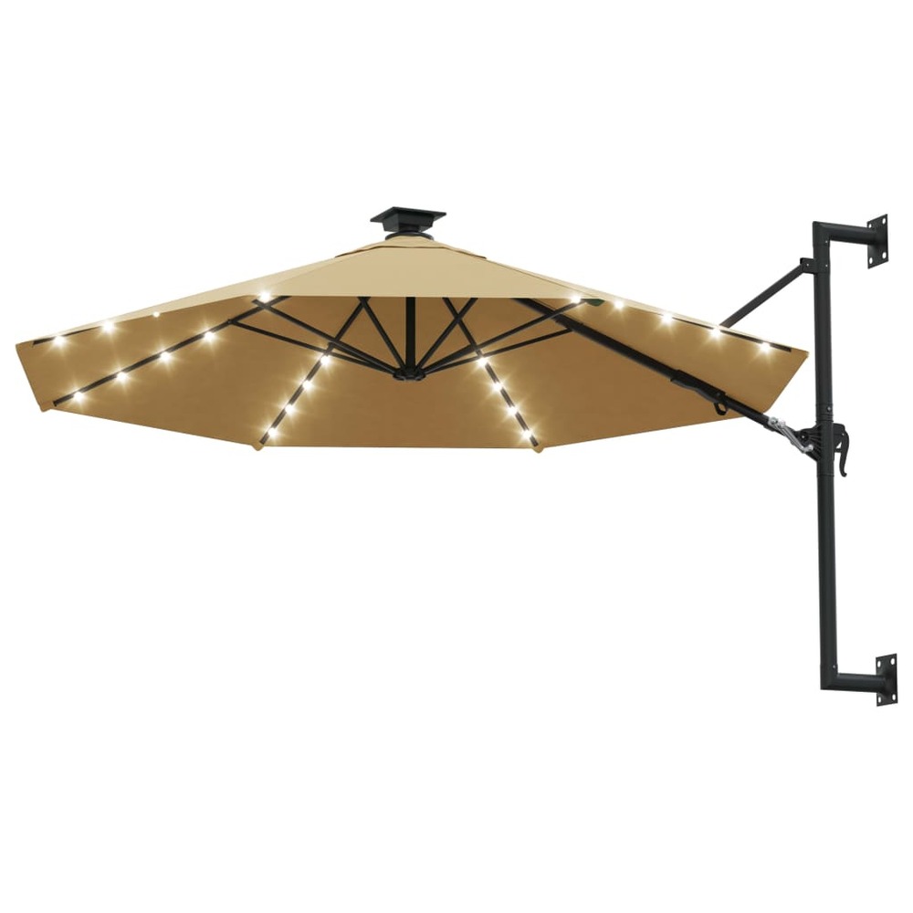 Parasol mural de jardin avec led 300 cm taupe