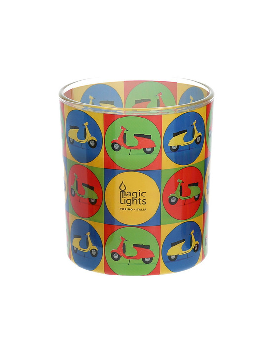 Bougie en verre pop art ø7.5cm h8.4cm moto magic lights