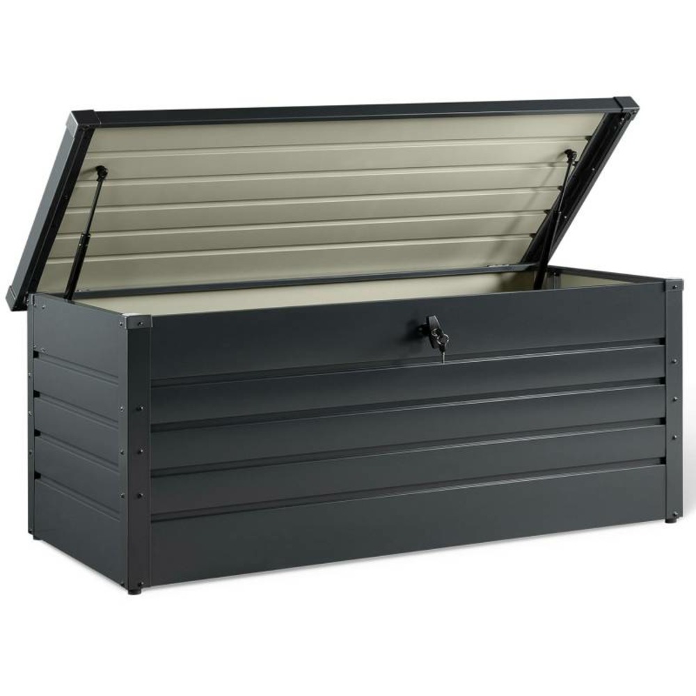 Coffre jardin métal verrouillable 600 lt résistant anthracite strong