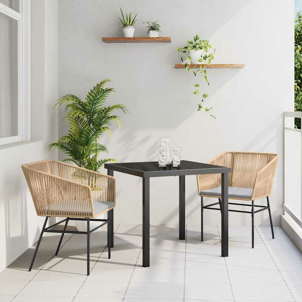 Ensemble de salle à manger pour jardin 3 pcs marron