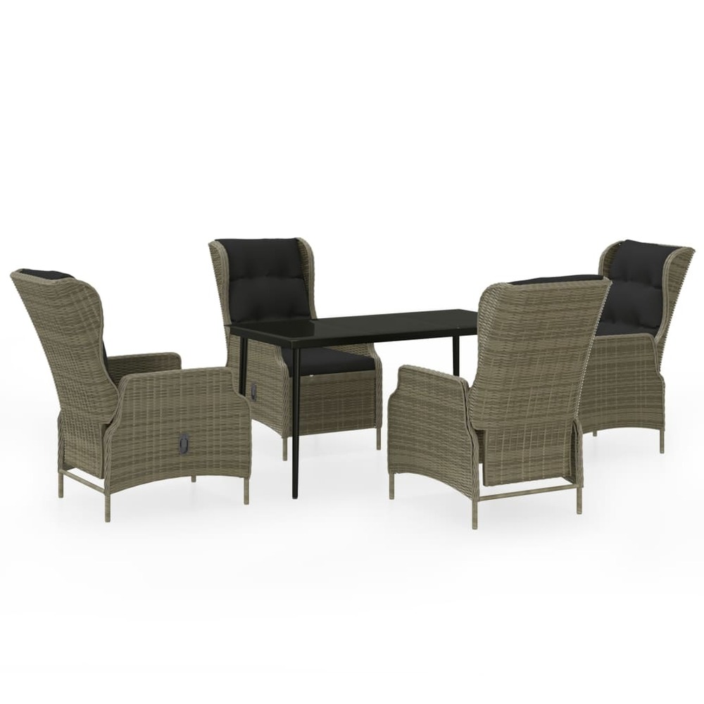 Ensemble à manger de jardin 5 pcs marron