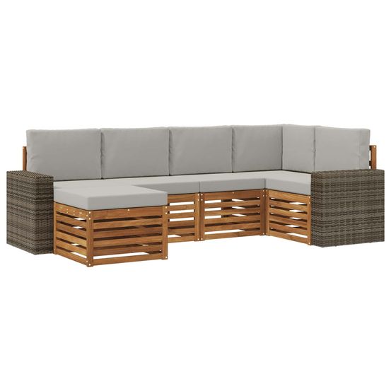 Ensemble de canapés d'extérieur 6 pc naturel et gris clair