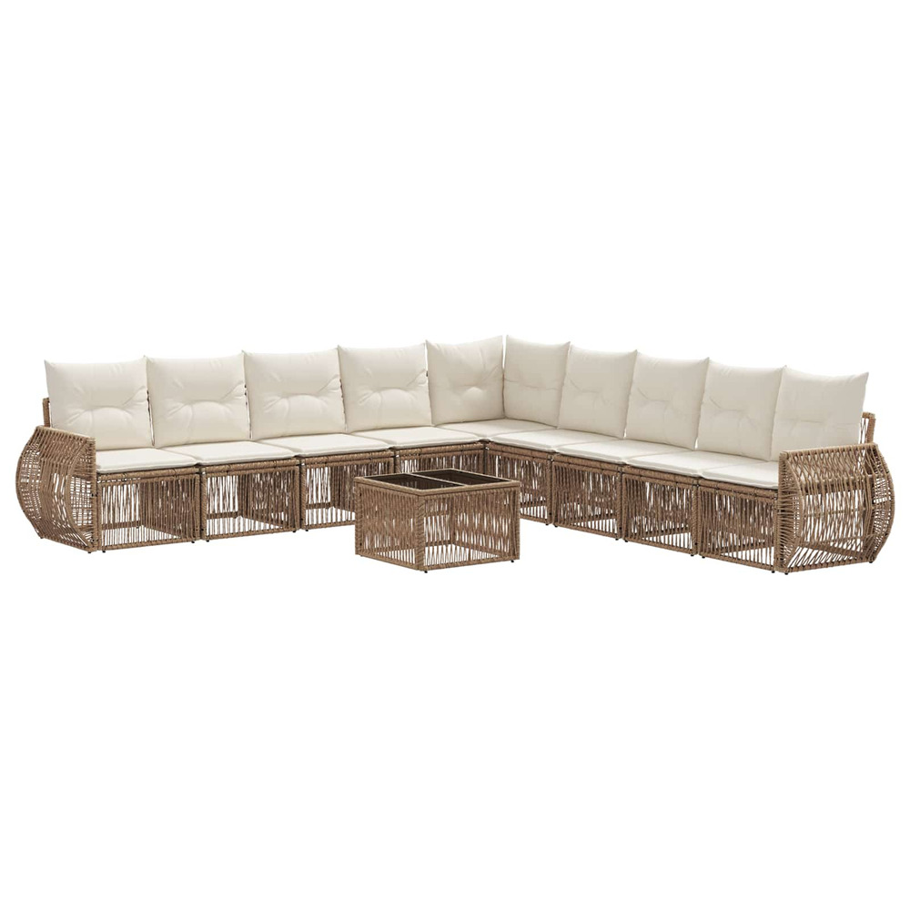 Ensemble de canapé de jardin 10 pcs beige et blanc crème