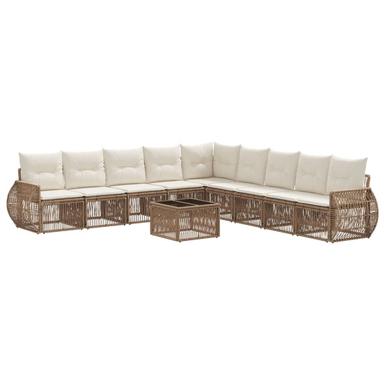 Ensemble de canapé de jardin 10 pcs beige et blanc crème