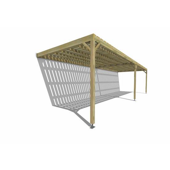 Pergola bois • 10m x 3m • adossée • sens largeur • platelage bois • livraison comprise