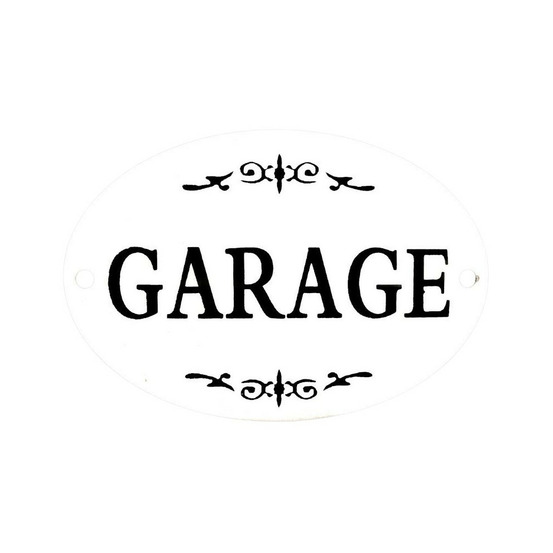 Plaque de porte décorative vintage garage fer blanc noir 10.5x8cm