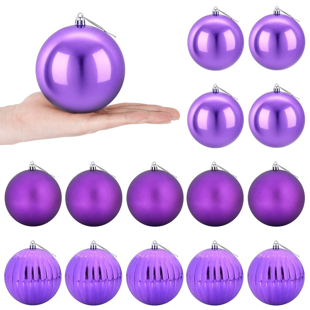 Ensemble de boules de noël xl 15 pc lilas diam. 10 cm plastique