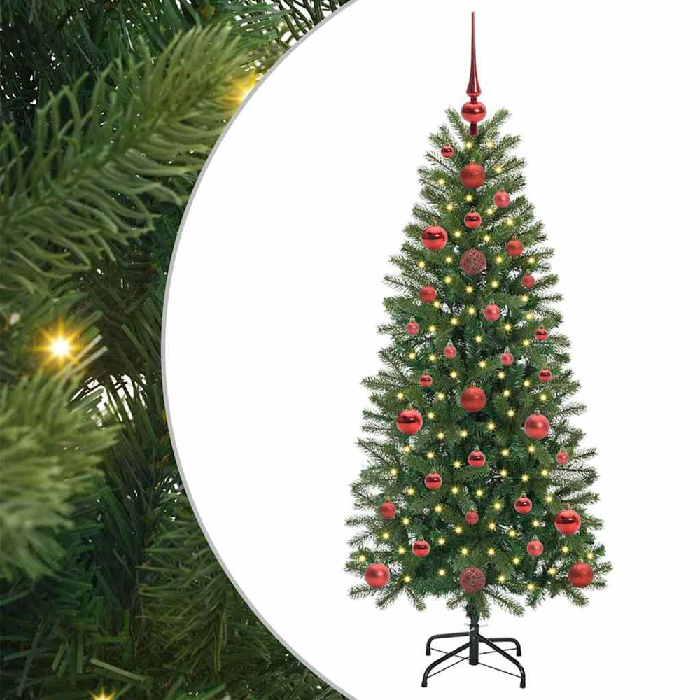 Sapin de noël artificiel avec 150 led vert 120 cm pe et pvc