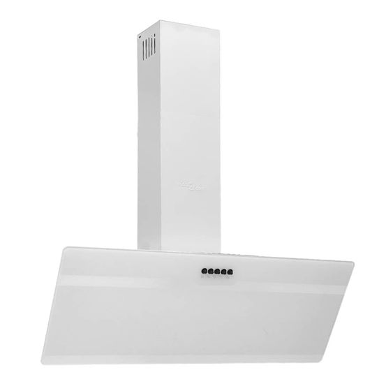 Hotte murale 90 cm acier et verre trempé blanc