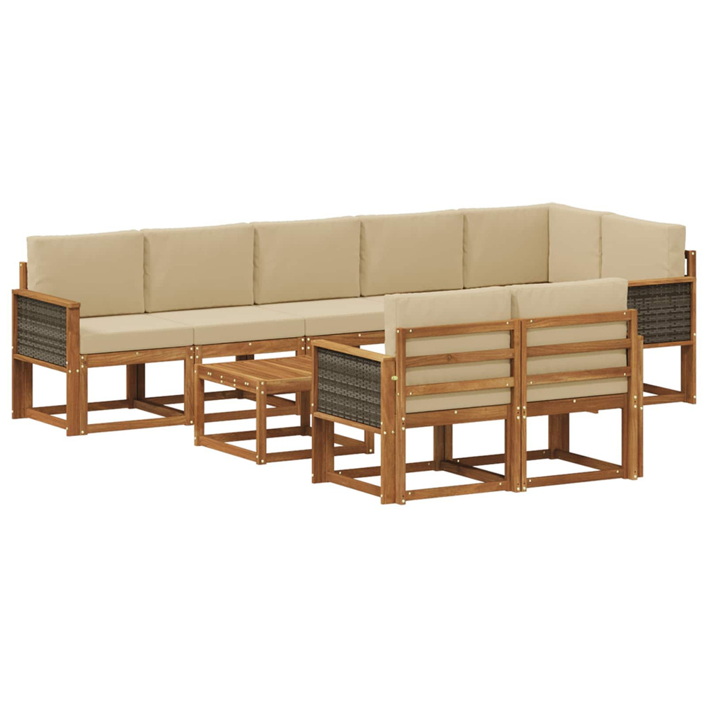 Ensemble de canapés d'extérieur 9 pcs naturel et beige