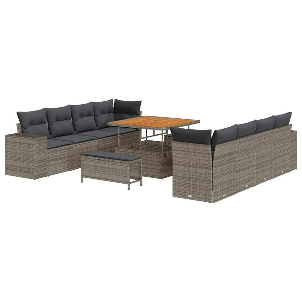 Ensemble de canapé de jardin 11 pc gris polyrotin