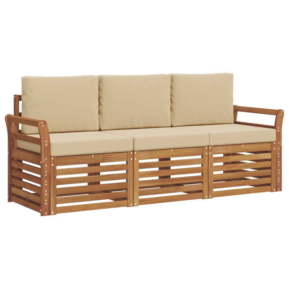 Ensembles de canapés 3 pc naturel et beige bois d'acacia massif