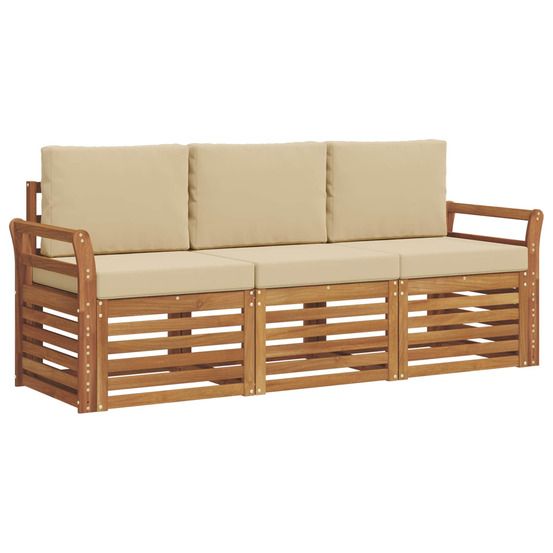 Ensembles de canapés 3 pc naturel et beige bois d'acacia massif