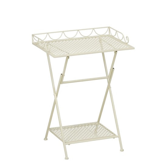 Mica decorations marseille table de jardin extérieur – étagère rangement – métal – 50 x 38 x 68 cm – off white