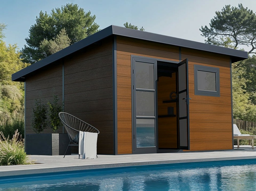 Abri de jardin composite alma - 15m2 - brun - cabane de jardin