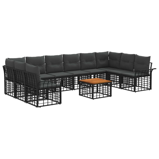 Ensemble de canapés d'extérieur 11 pcs noir et gris foncé