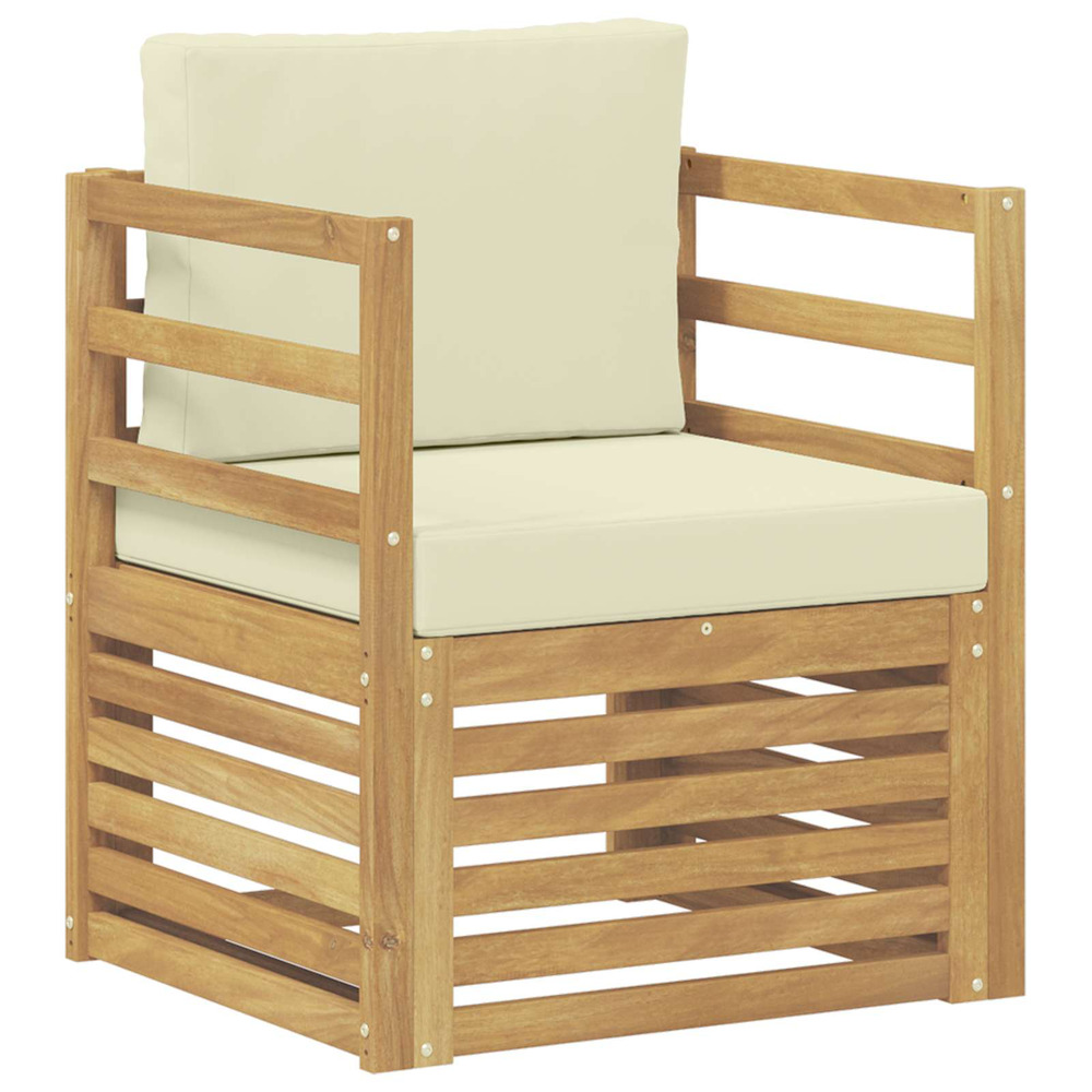 Canapé d’extérieur polyester blanc et crème