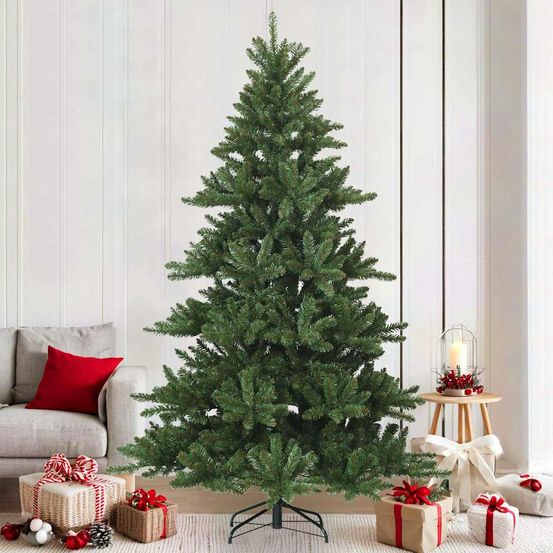 Sapin de noël artificiel vert traditionnel en pvc pour salon jardin 210 cm