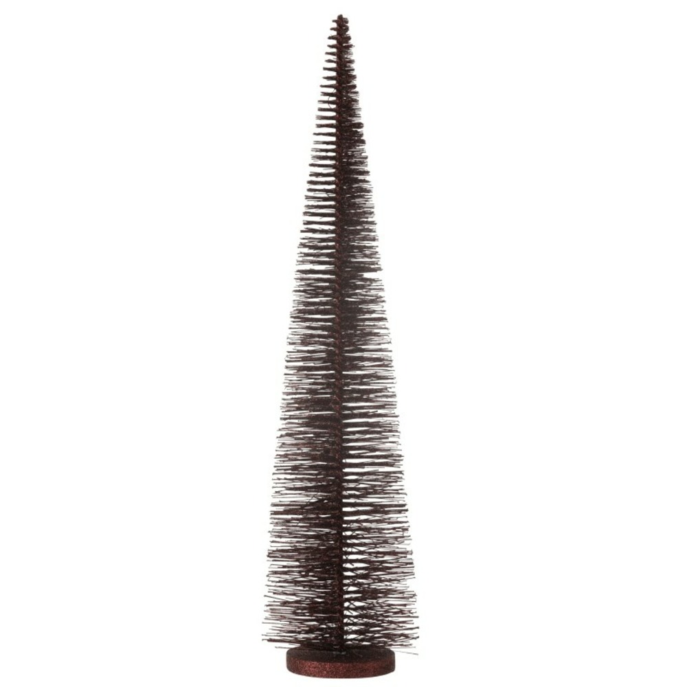 Sapin de noël décoratif à paillettes en plastique bordeaux 15x15x61 cm