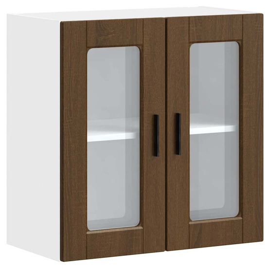 Armoire murale de cuisine et porte en verre porto chêne marron