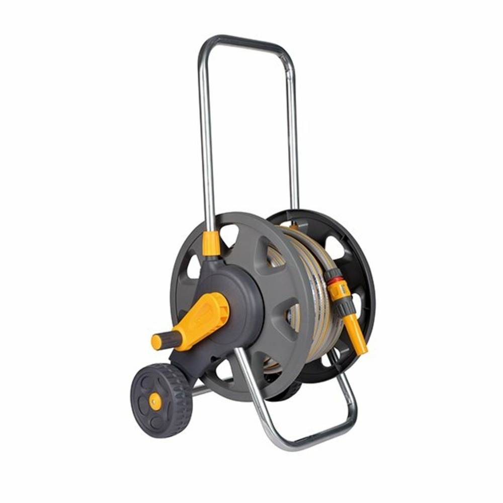 Petit dévidoir chariot équipé pour tuyau d’arrosage 20 m