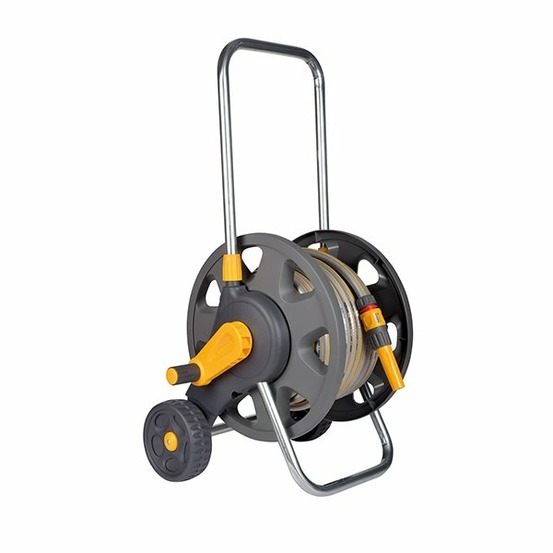 Petit dévidoir chariot équipé pour tuyau d’arrosage 20 m