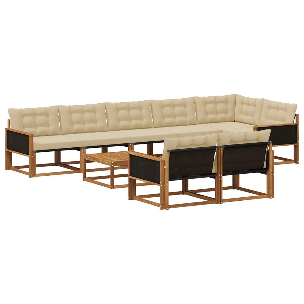 Ensemble de canapés d'extérieur 9 pcs naturel et beige