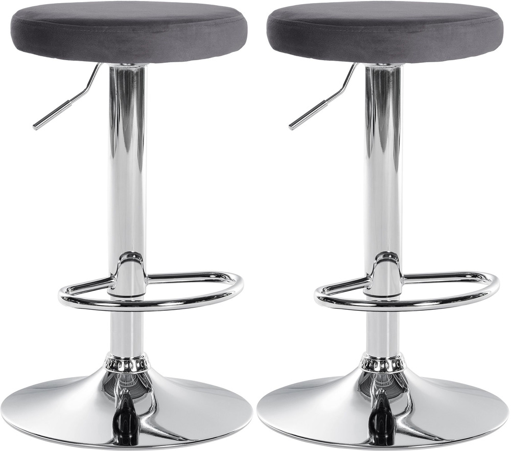 Lot de 2 tabourets de bar ponte velours chrome