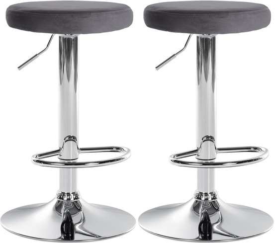 Lot de 2 tabourets de bar ponte velours chrome
