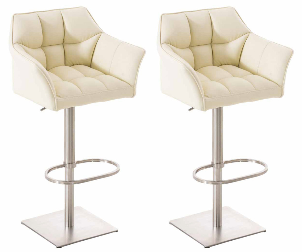 Lot de 2 tabourets de bar damaso simili cuir inox