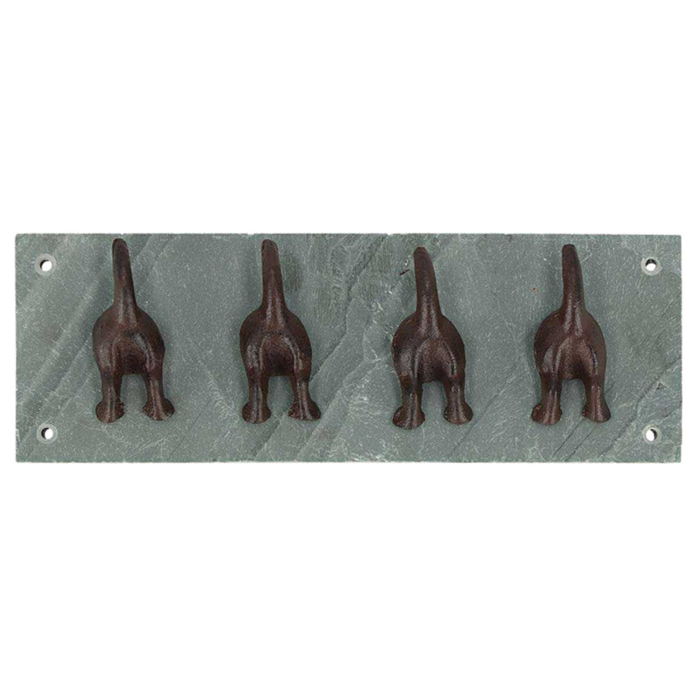Patère en ardoise et fonte chiens