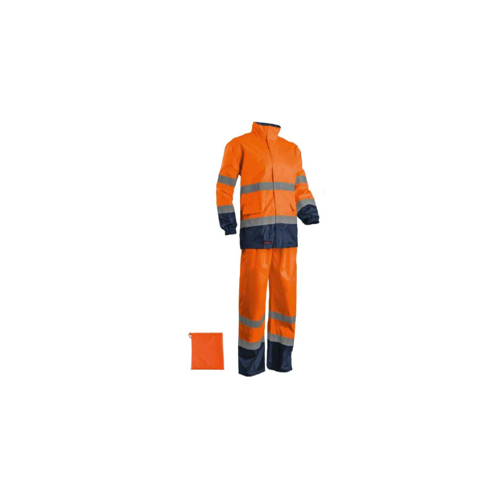 Ensemble de pluie haute visibilité hi way orange fluo marine tl coverguard 7hwrom