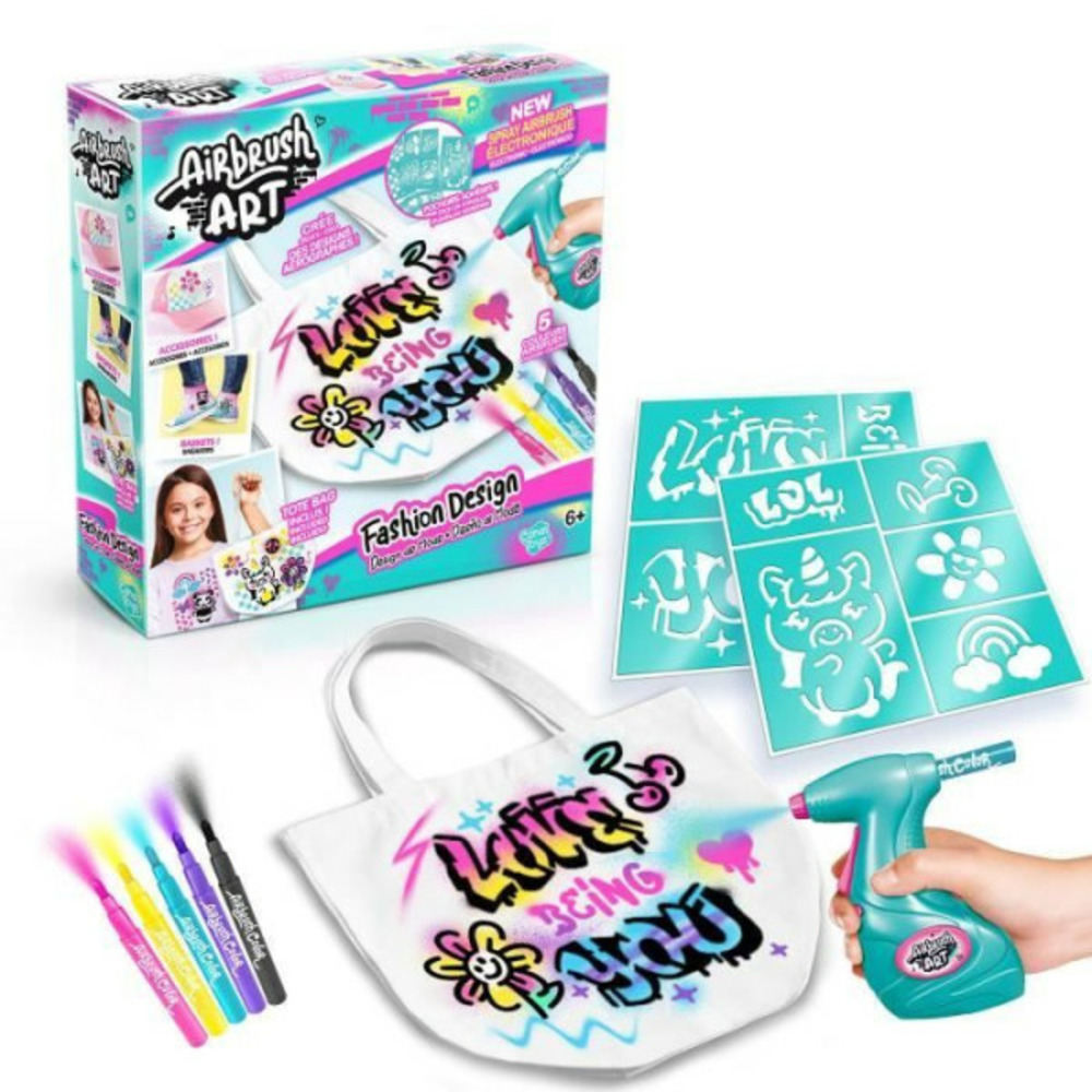 - airbrush art - kit de fashion design kit avec spray électronique, pochoirs et feutres - air 016