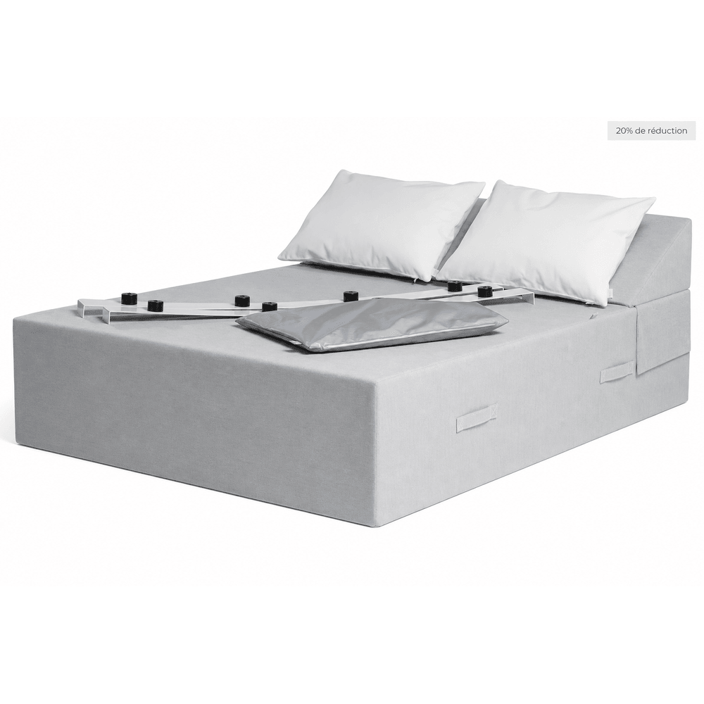 Sun pack paloma | 1 lit de jardin deux places 180x140x38cm + 2 coussins 50x70 cm + 1 housse de protection+ 2 piètements 140cm