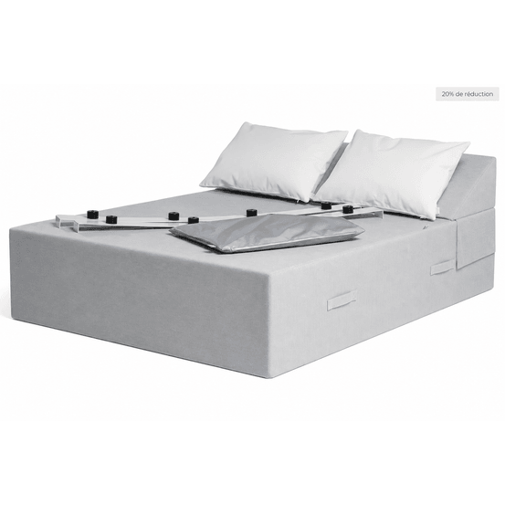 Sun pack paloma | 1 lit de jardin deux places 180x140x38cm + 2 coussins 50x70 cm + 1 housse de protection+ 2 piètements 140cm