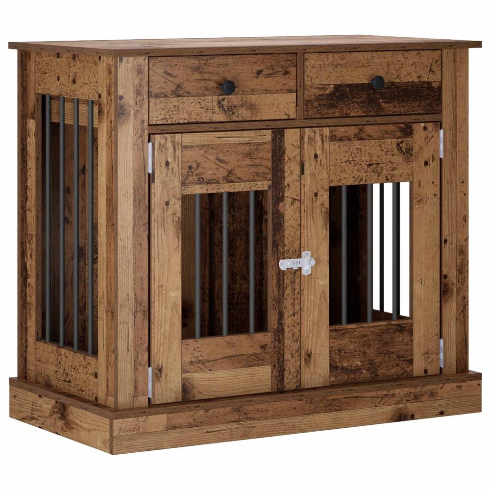 Meuble de cage pour chien bois ancien 90 x 47,5 x 80 cm
