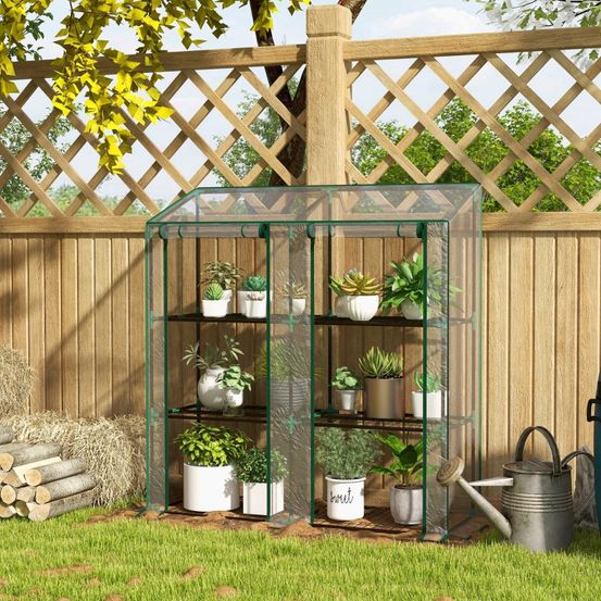 Mini serre de jardin plastique transparent 143 x 46 x 151 cm 3 niveaux 6 étagères - comfortxl outdoor living