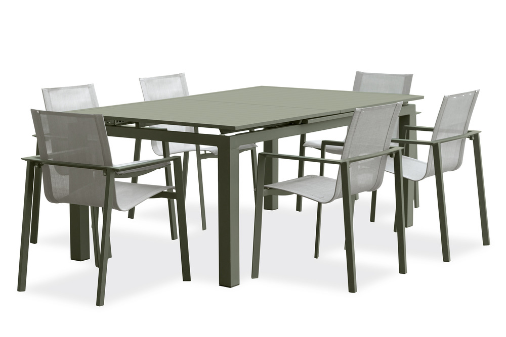 Ensemble repas miami 6 places en aluminium kaki