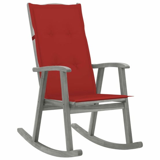 Chaise à bascule avec coussins gris bois d'acacia massif