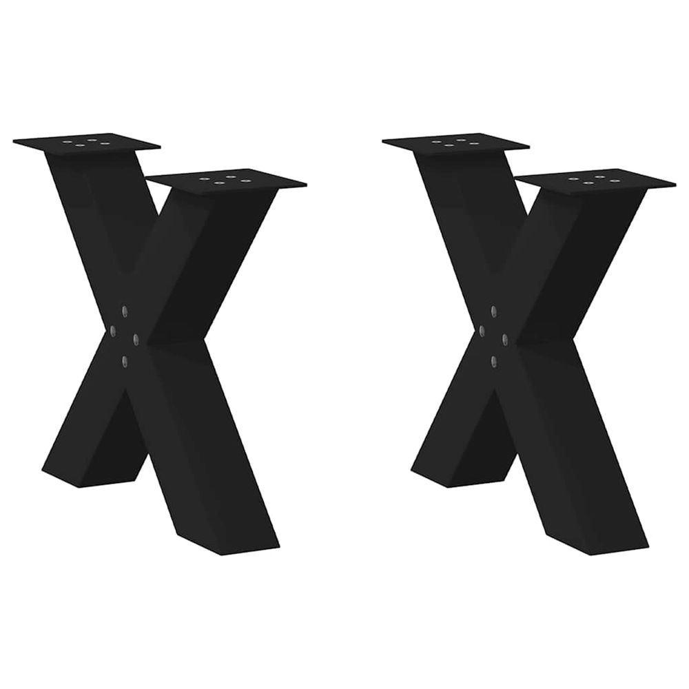 Pieds de table basse en forme de x, 2 pièces, noir, 60 x (42-43) cm, acier