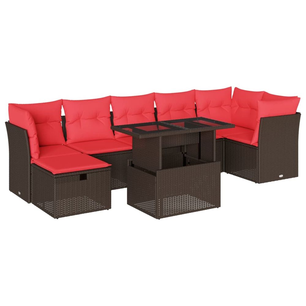 Ensemble de canapé de jardin 8 pcs avec coussins marron