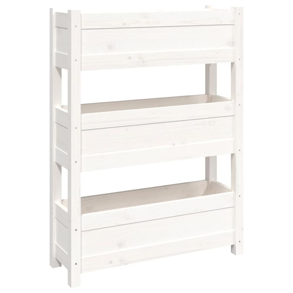 Jardinière blanc 77x25x104,5 cm bois massif de pin