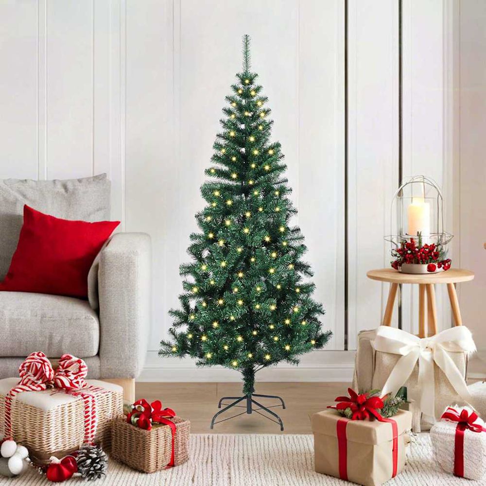 Sapin de noël artificiel pvc pré-illuminé led intérieur extérieur vert 120 cm