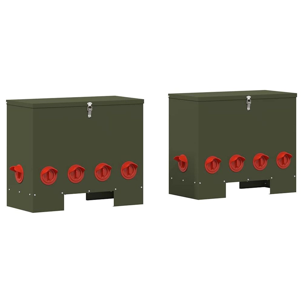 Mangeoire pour poules 2 vert olive 60,5 x 29 x 51 cm 25 kg