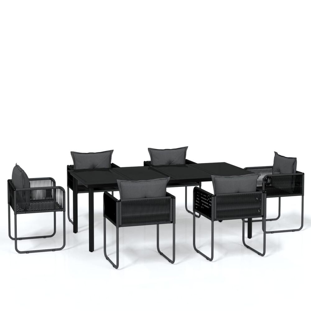 Ensemble à manger de jardin 7 pcs noir