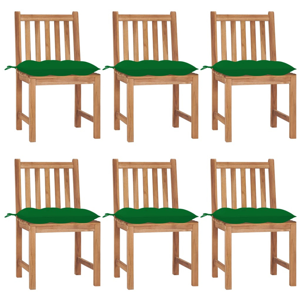 Chaises de jardin lot de 6 avec coussins bois de teck massif
